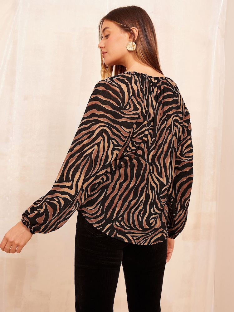 Friends Like These Brown Long Sleeve Mesh Top - Image 4 of 4 Friends Like These Brown Long Sleeve Mesh Top - Image 4 of 4