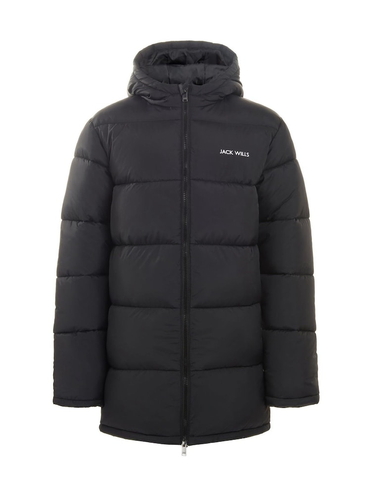 Jack Wills dečki Puffer plašč z dolgimi krajci črne barve - Slika 1 iz 4 Jack Wills dečki Puffer plašč z dolgimi krajci črne barve - Slika 1 iz 4