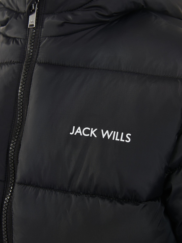 Jack Wills Boys Longline Black Puffer Coat - Image 4 of 4