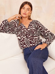 Friends Like These Red Long Sleeve Mesh Top - Image 1 of 4
