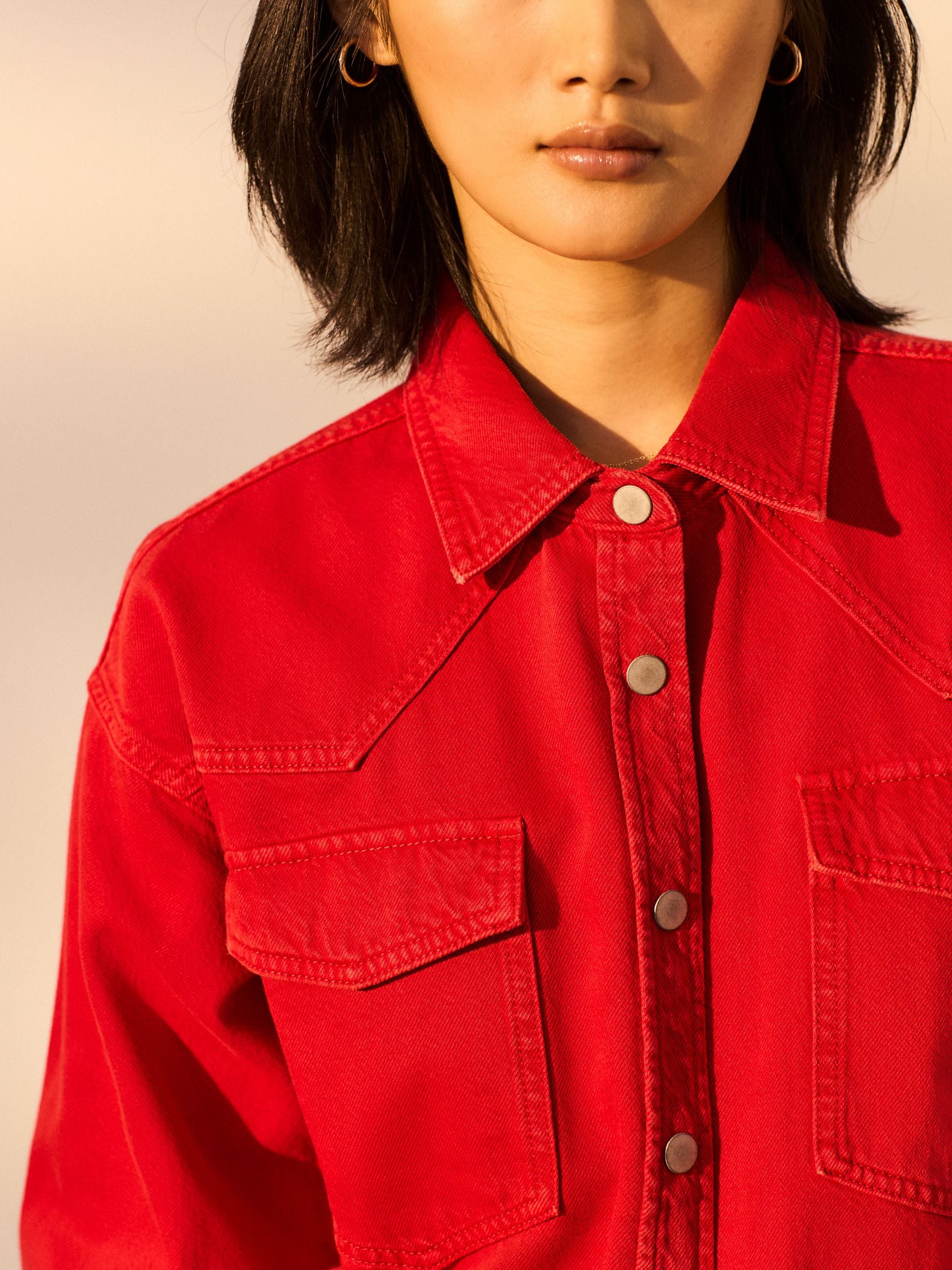 Buy Red Oversize Denim 100% Cotton Shirt from Next USA