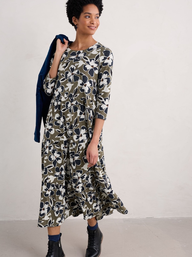 Seasalt Cornwall Green Line Strokes Dress - Image 3 of 4