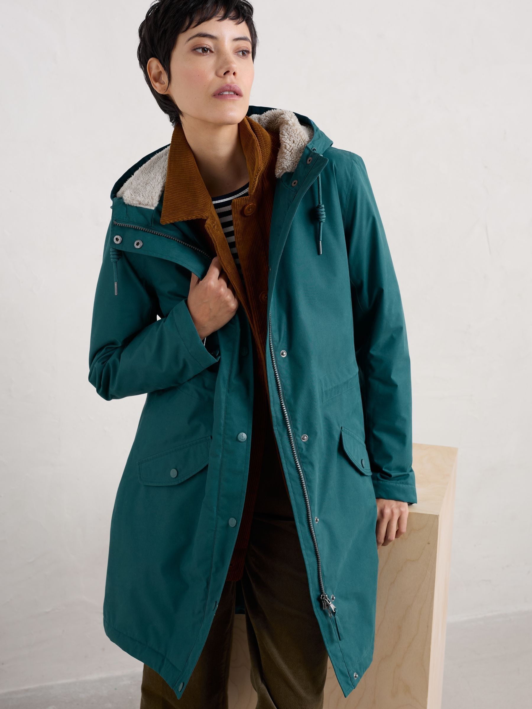 Buy Seasalt Cornwall Teal Petite Plant Waterproof Hunter 2 Coat