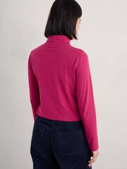 Seasalt Cornwall Pink Landing Roll Neck Long Sleeve Top - Image 2 of 5