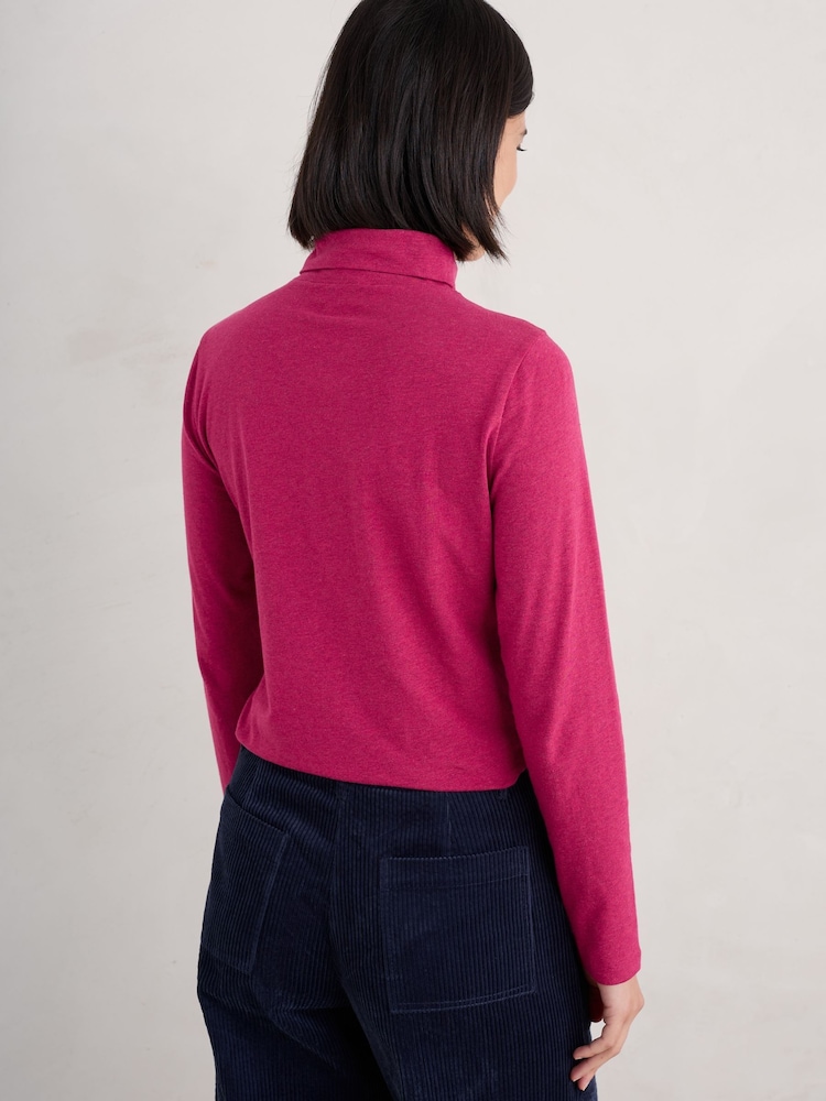 Seasalt Cornwall Pink Landing Roll Neck Long Sleeve Top - Image 2 of 5