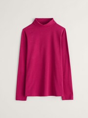 Seasalt Cornwall Pink Landing Roll Neck Long Sleeve Top - Image 4 of 5