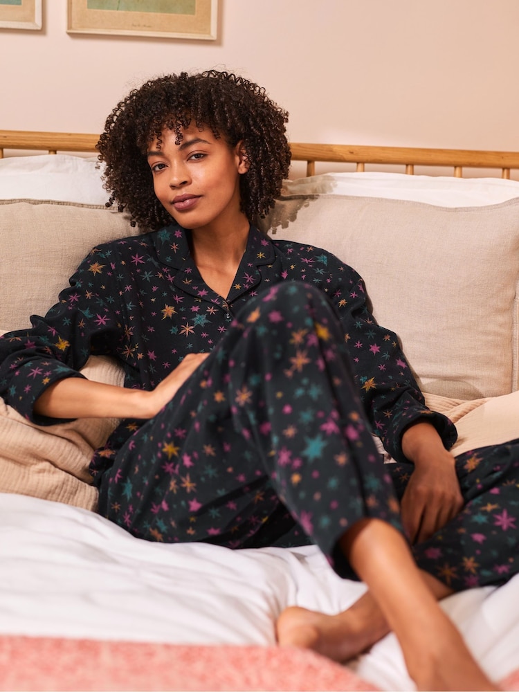 Seasalt Cornwall Black 100% Cotton Multi Simple Stars Pyjamas - Image 1 of 4