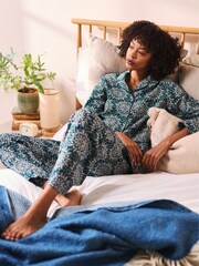 Seasalt Cornwall Teal Blue 100% Cotton Pyjamas - Image 1 of 2