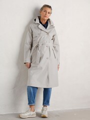 Seasalt Cornwall Grey Tall Penweathers Waterproof Trench Coat - Image 3 of 5