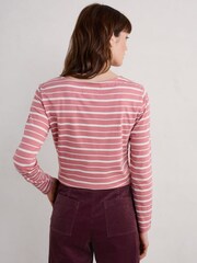 Seasalt Cornwall Shore Pink Grass Chalk Sailor T-Shirt - Image 2 of 5