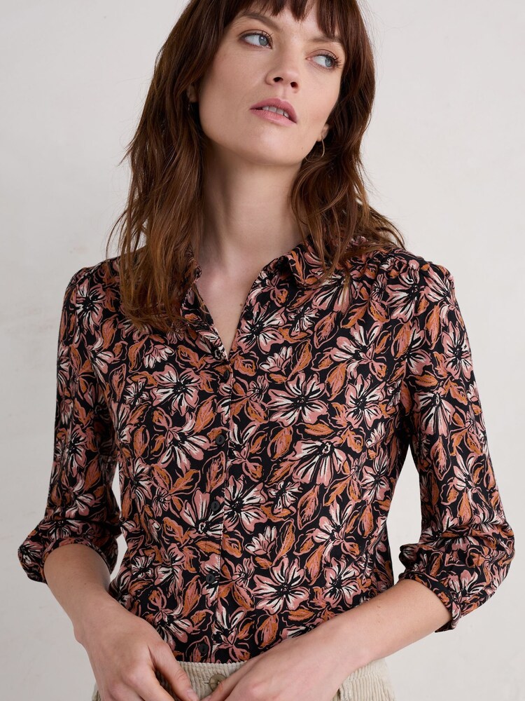 Seasalt Cornwall Pink 3/4 Embrace Shirt - Image 1 of 6