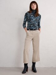 Seasalt Cornwall Blue Landing Roll Neck Long Sleeve Top - Image 1 of 5