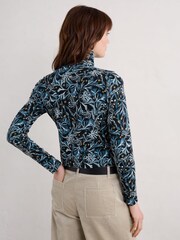 Seasalt Cornwall Blue Landing Roll Neck Long Sleeve Top - Image 2 of 5