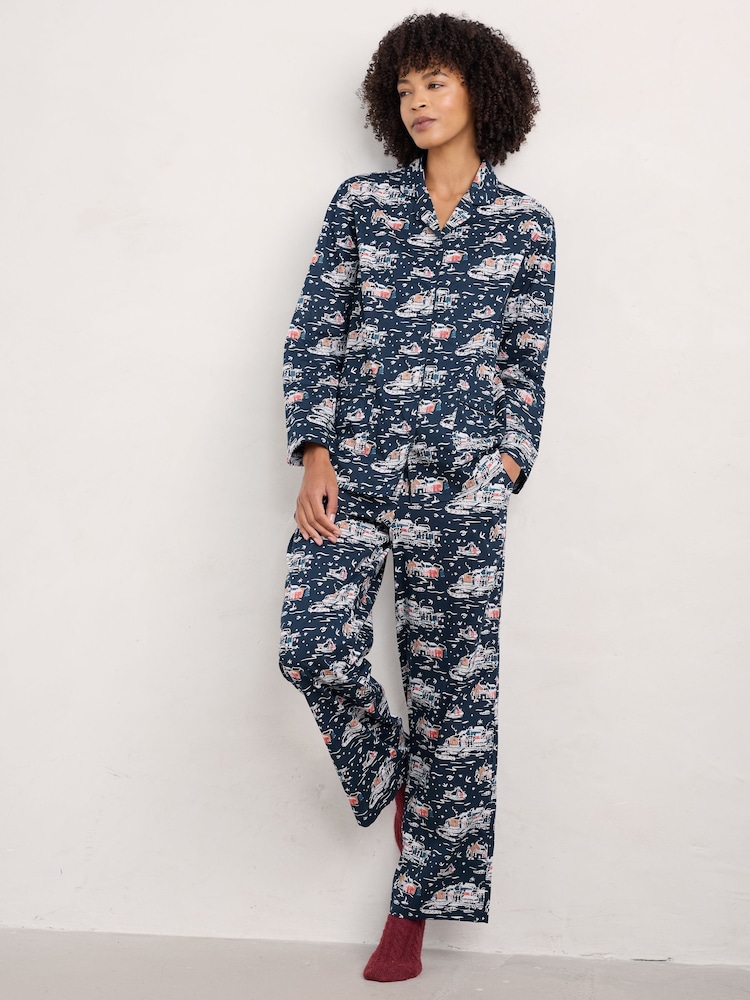 Seasalt Cornwall Navy Blue 100% Cotton View Point Pyjamas - Image 1 of 7