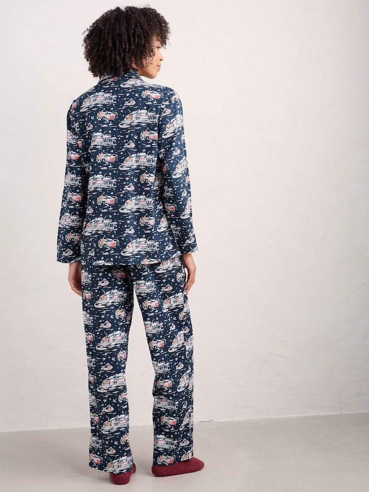 Seasalt Cornwall Navy Blue 100% Cotton View Point Pyjamas - Image 2 of 7 Seasalt Cornwall Navy Blue 100% Cotton View Point Pyjamas - Image 2 of 7