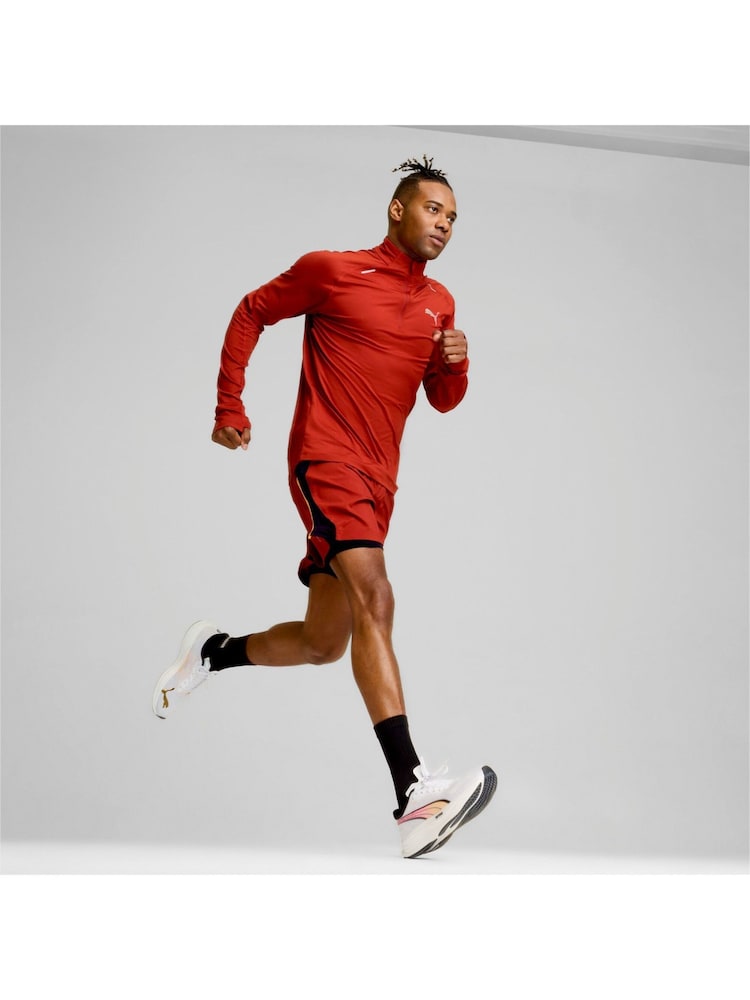 Puma Red Mens RUN CLOUDSPUN Quarter Zip Top - Image 1 of 7
