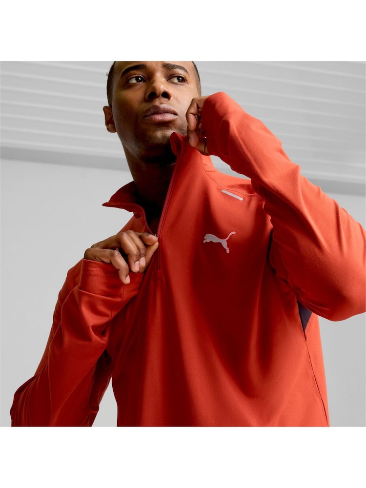 Puma Red Mens RUN CLOUDSPUN Quarter Zip Top - Image 2 of 7