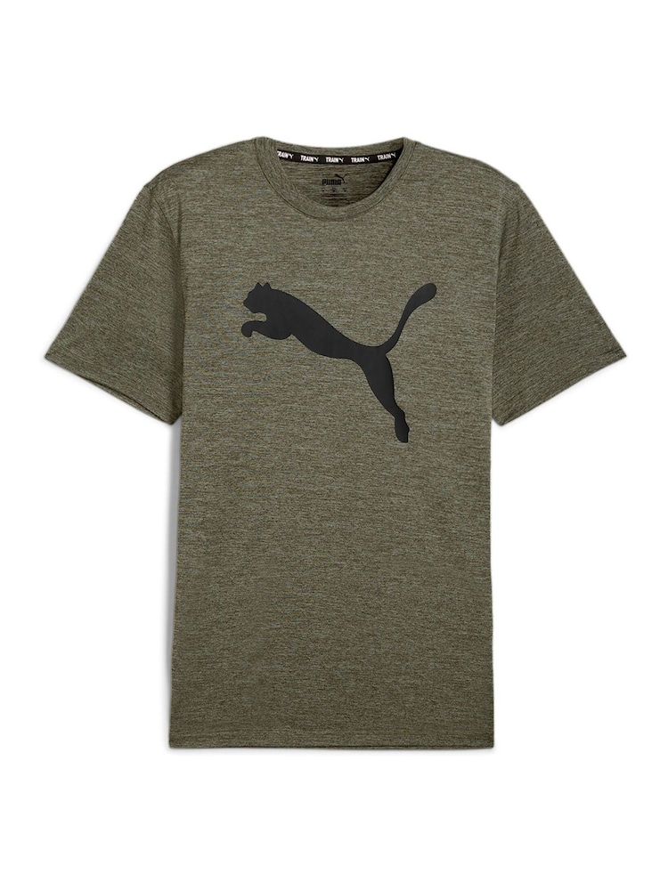 Puma Green Mens Favourite Heather Cat Training T-Shirt - Image 1 of 2