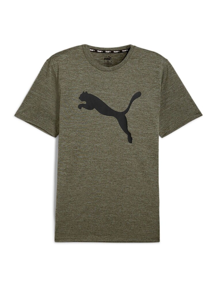 Puma Green Mens Favourite Heather Cat Training T-Shirt - Image 1 of 2 Puma Green Mens Favourite Heather Cat Training T-Shirt - Image 1 of 2