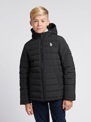 U.S. Polo Assn Black U.S. Polo Assn. Boys Lightweight Quilt Hooded Puffer Jacket - Image 1 of 10