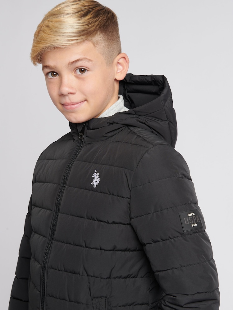 U.S. Polo Assn Black U.S. Polo Assn. Boys Lightweight Quilt Hooded Puffer Jacket - Image 2 of 10