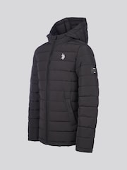 U.S. Polo Assn Black U.S. Polo Assn. Boys Lightweight Quilt Hooded Puffer Jacket - Image 6 of 10