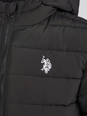 U.S. Polo Assn Black U.S. Polo Assn. Boys Lightweight Quilt Hooded Puffer Jacket - Image 8 of 10
