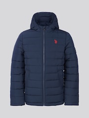 U.S. Polo Assn Dark Blue U.S. Polo Assn. Boys Lightweight Quilt Hooded Puffer Jacket - Image 1 of 6
