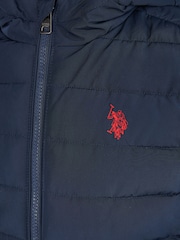 U.S. Polo Assn Dark Blue U.S. Polo Assn. Boys Lightweight Quilt Hooded Puffer Jacket - Image 4 of 6