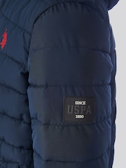 U.S. Polo Assn Dark Blue U.S. Polo Assn. Boys Lightweight Quilt Hooded Puffer Jacket - Image 5 of 6
