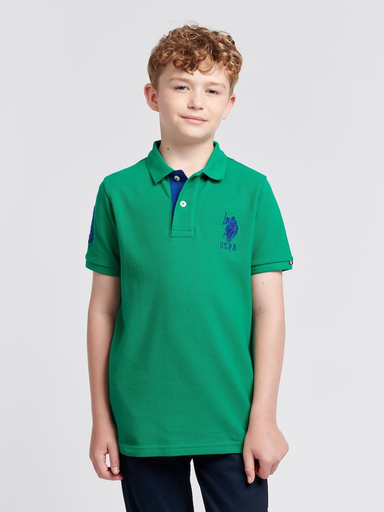 Зеленый - US Polo Assn. Футболка-поло для мальчиков 100% хлопок, игрок 3 - Изображение 1 из 9