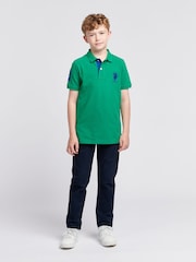 Зеленый - US Polo Assn. Футболка-поло для мальчиков 100% хлопок, игрок 3 - Изображение 3 из 9