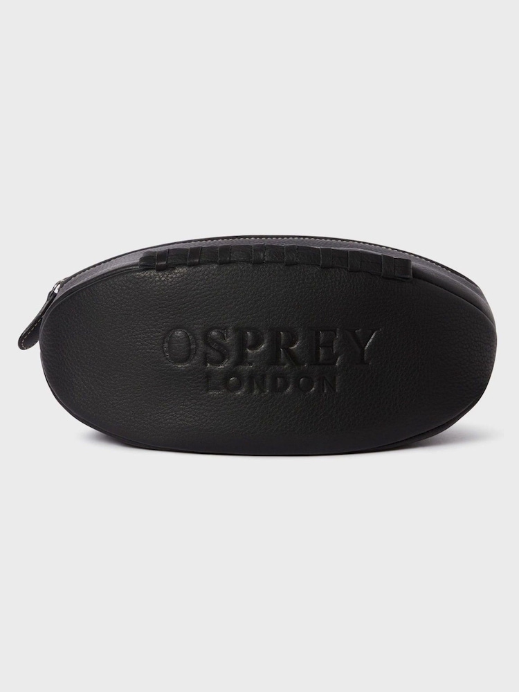OSPREY LONDON The Rugger Leather Black Washbag - Image 1 of 4