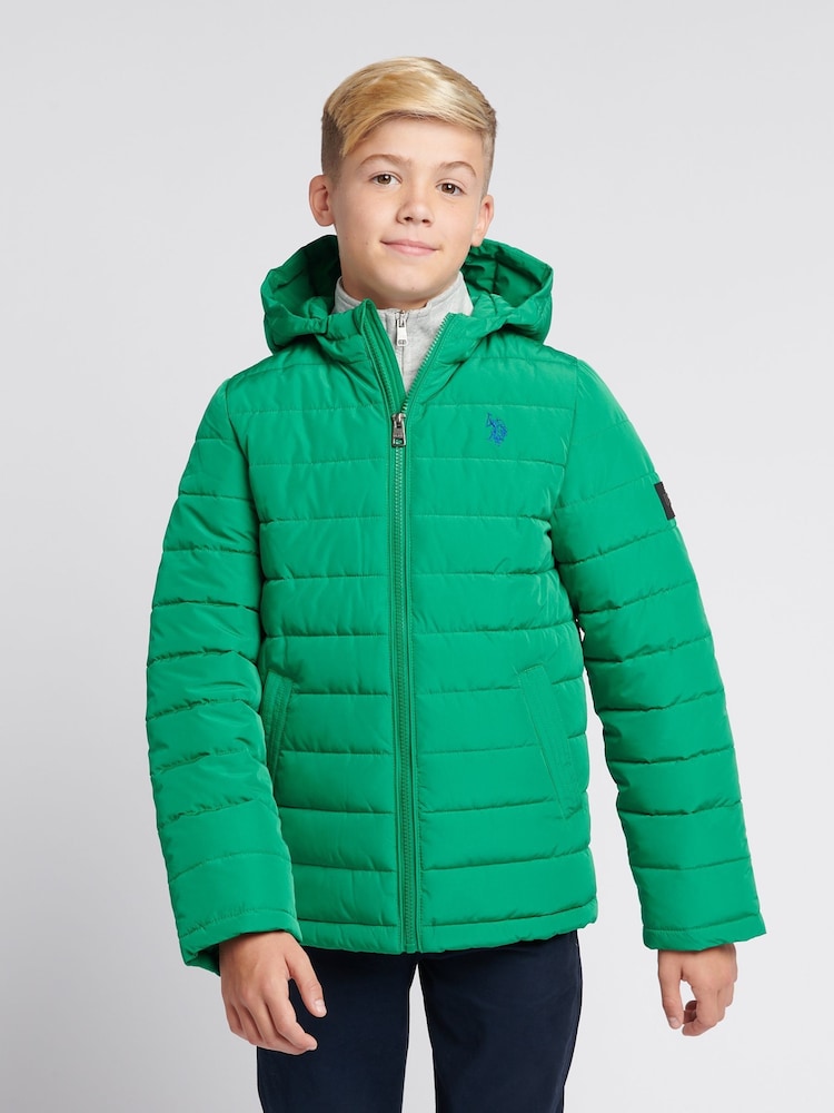 U.S. Polo Assn Green U.S. Polo Assn. Boys Lightweight Quilt Hooded Puffer Jacket - Image 1 of 10