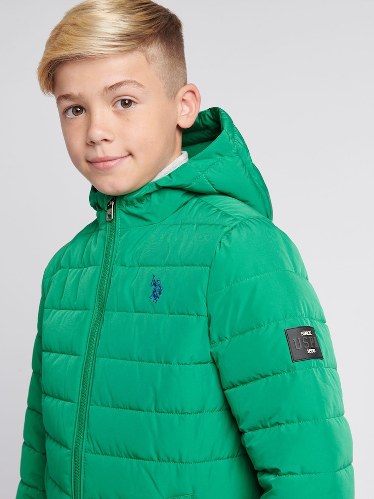 U.S. Polo Assn Green U.S. Polo Assn. Boys Lightweight Quilt Hooded Puffer Jacket - Image 2 of 10