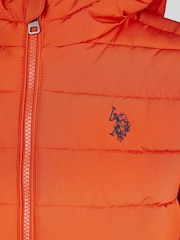 U.S. Polo Assn Orange U.S. Polo Assn. Boys Lightweight Quilt Hooded Puffer Jacket - Image 10 of 12