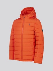 U.S. Polo Assn Orange U.S. Polo Assn. Boys Lightweight Quilt Hooded Puffer Jacket - Image 8 of 12