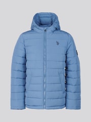 U.S. Polo Assn Blue U.S. Polo Assn. Boys Lightweight Quilt Hooded Puffer Jacket - Image 1 of 6