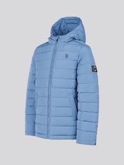 U.S. Polo Assn Blue U.S. Polo Assn. Boys Lightweight Quilt Hooded Puffer Jacket - Image 3 of 6