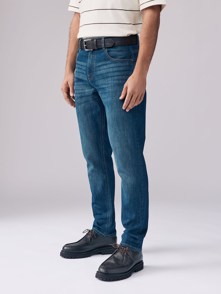 Denim Dark Blue Slim Jeans With Belt - Image 1 of 1