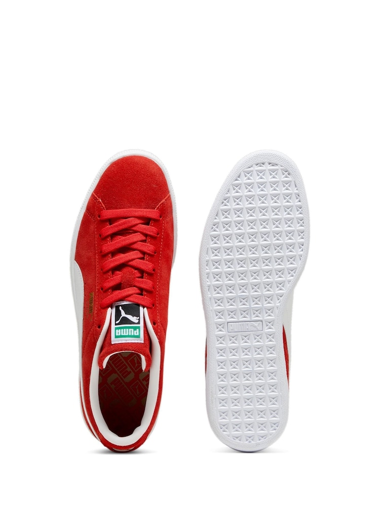 Puma Red White Unisex Suede Classic Sneakers - Image 3 of 6