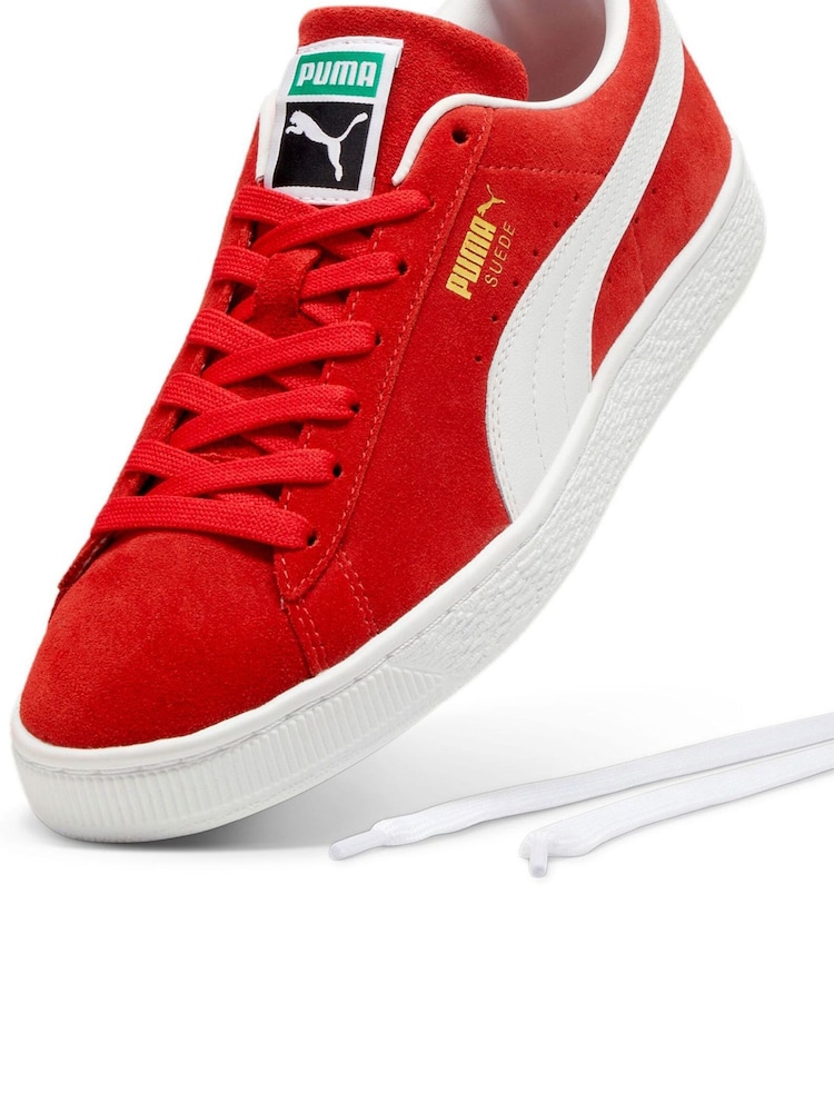 Puma Red White Unisex Suede Classic Sneakers - Image 4 of 6
