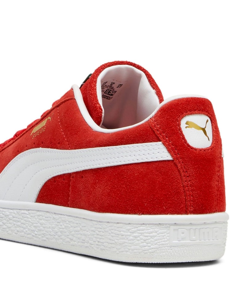 Puma Red White Unisex Suede Classic Sneakers - Image 5 of 6