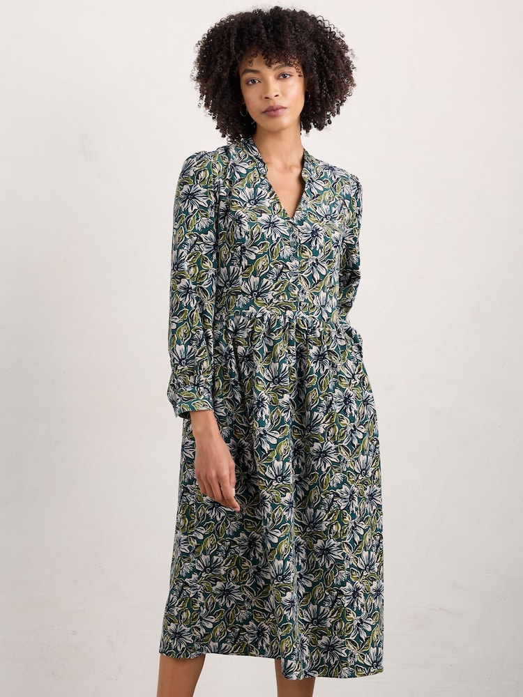 Seasalt Cornwall Teal Blue Rose Cottage Dress - Image 1 of 5