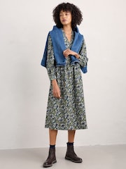 Seasalt Cornwall Teal Blue Rose Cottage Dress - Image 3 of 5