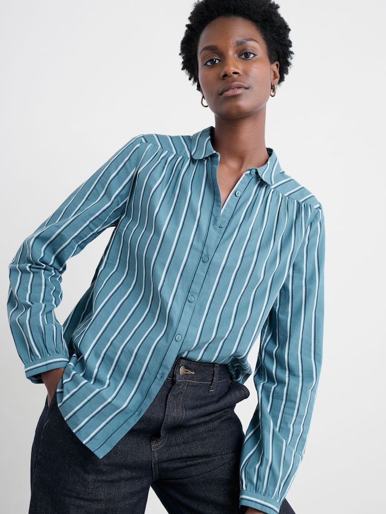 Seasalt Cornwall Blue Spiral Flight Shirt - Image 1 of 5 Seasalt Cornwall Blue Spiral Flight Shirt - Image 1 of 5