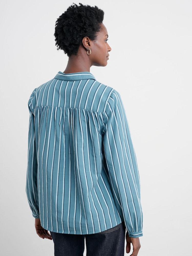 Seasalt Cornwall Blue Spiral Flight Shirt - Image 2 of 5 Seasalt Cornwall Blue Spiral Flight Shirt - Image 2 of 5