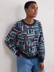 Seasalt Cornwall Blue Bright Wave Sweatshirt - Image 1 of 5