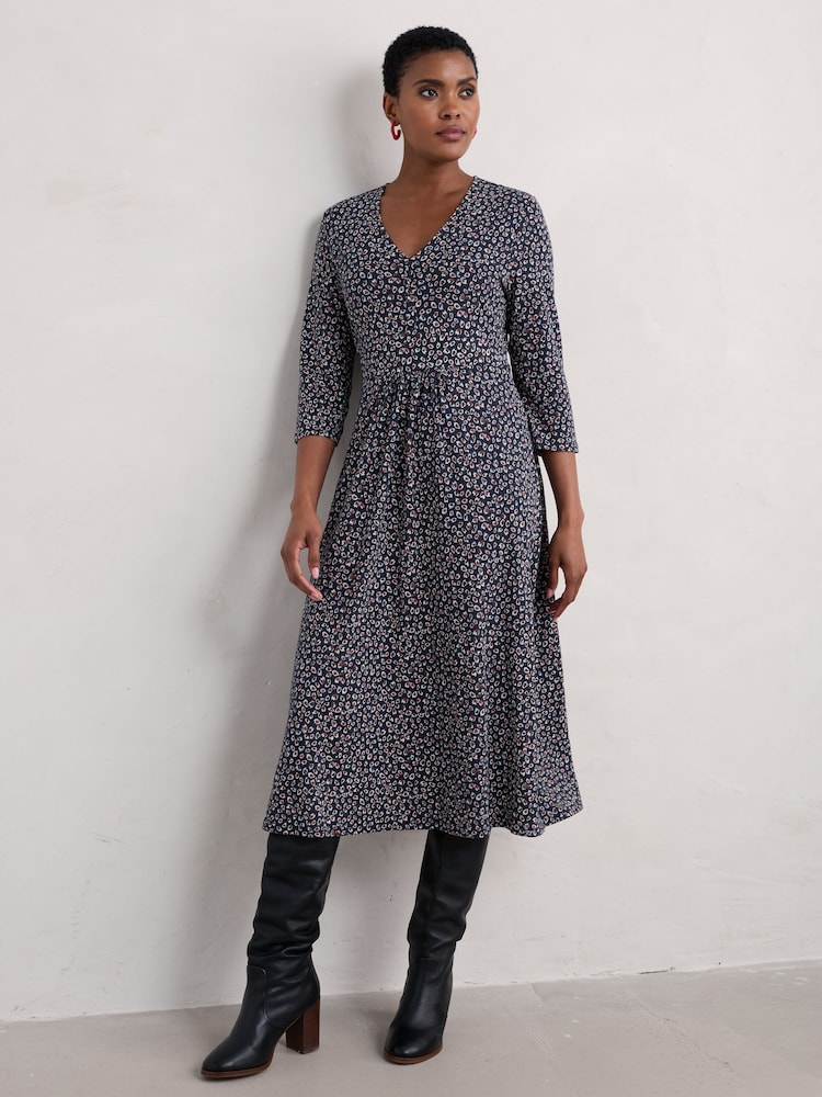 Seasalt Cornwall Blue Petite 3/4 Carwynnen Dress - Image 1 of 5 Seasalt Cornwall Blue Petite 3/4 Carwynnen Dress - Image 1 of 5