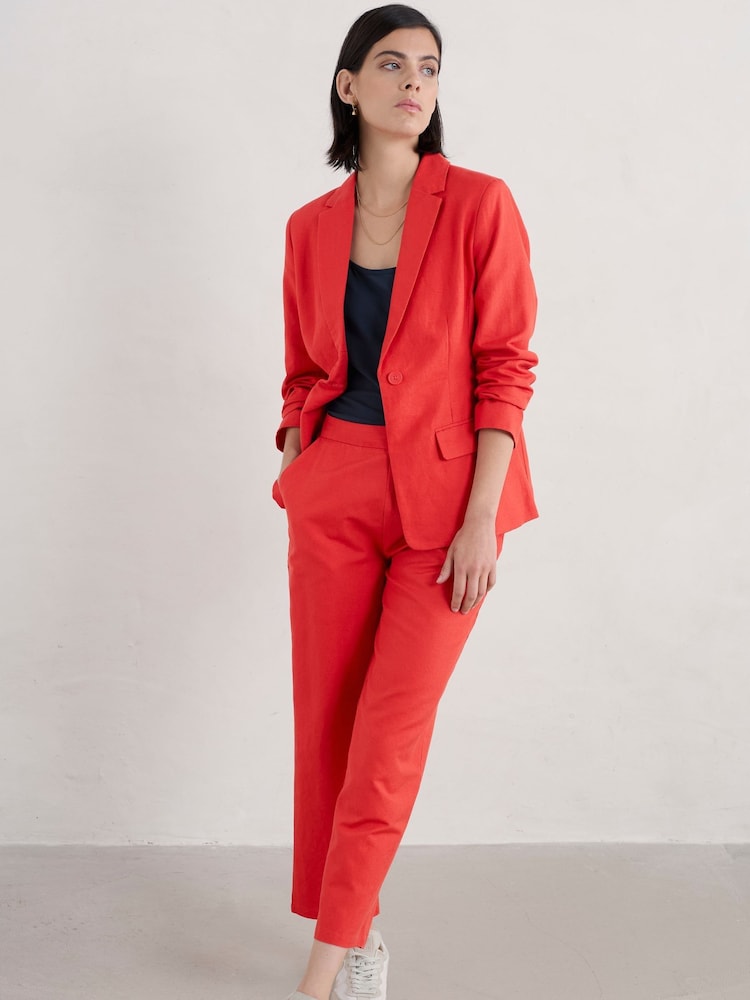 Seasalt Cornwall Red Erica Linen Blend Blazer - Image 3 of 5